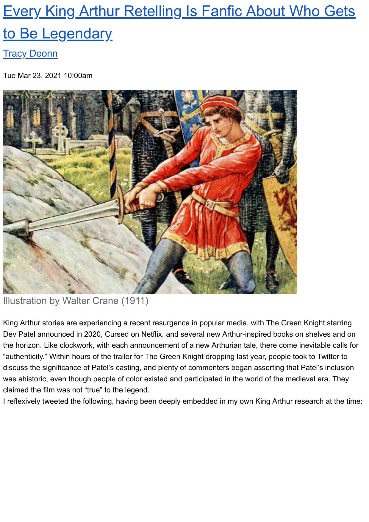 Every King Arthur Retelling Is Fanfic About Who Gets to Be Legendary