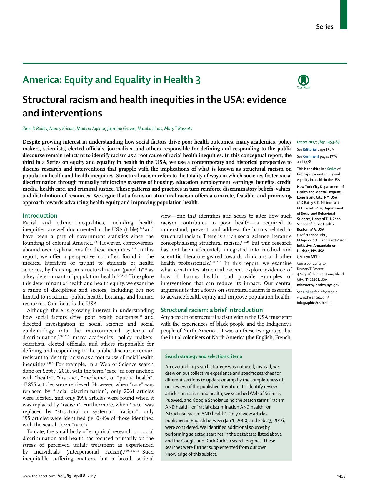 Structural racism and health inequities in the USA: evidence and interventions