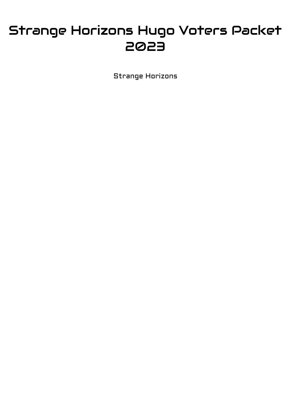 Strange Horizons Hugo Voters Packet 2023