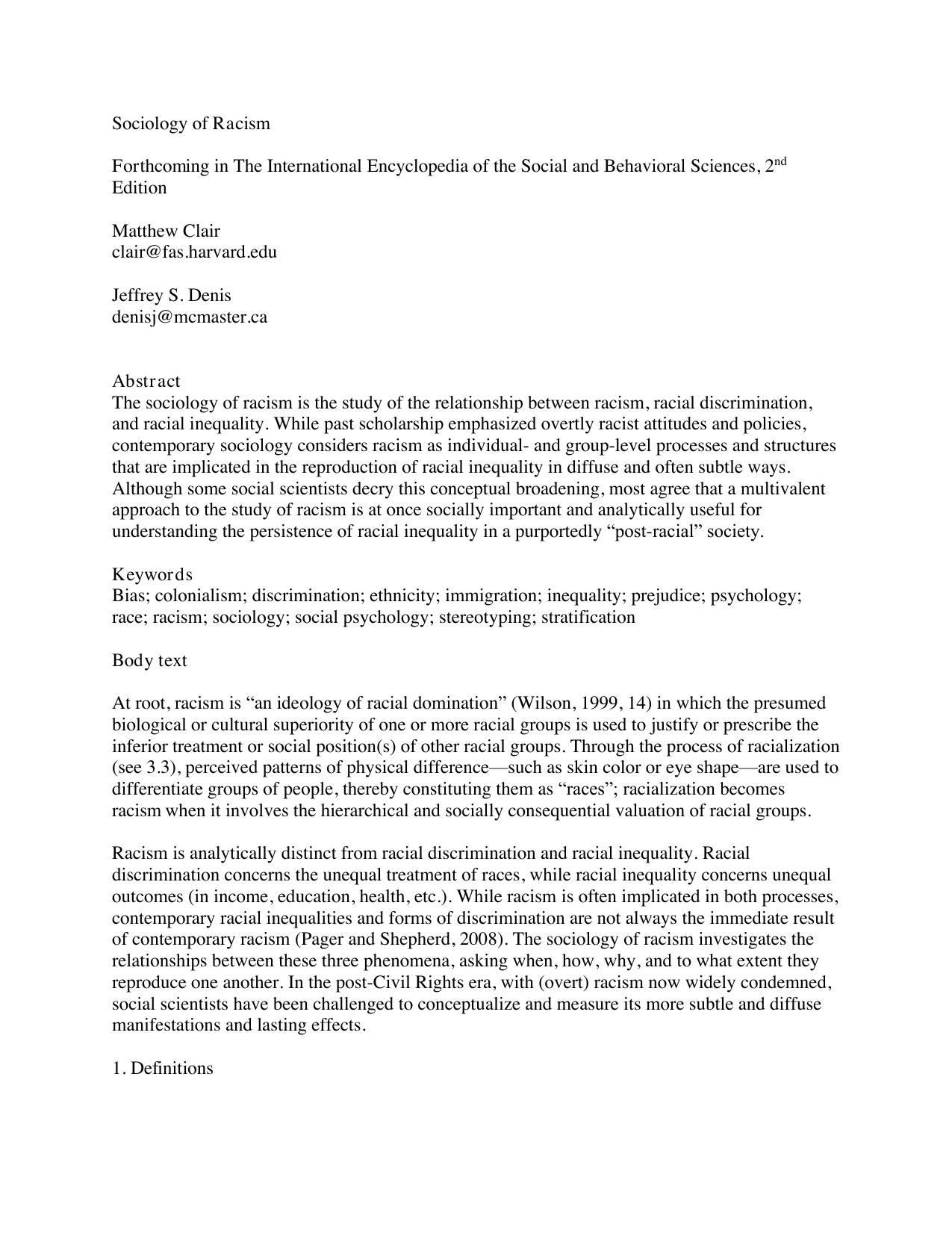 Sociology of Racism