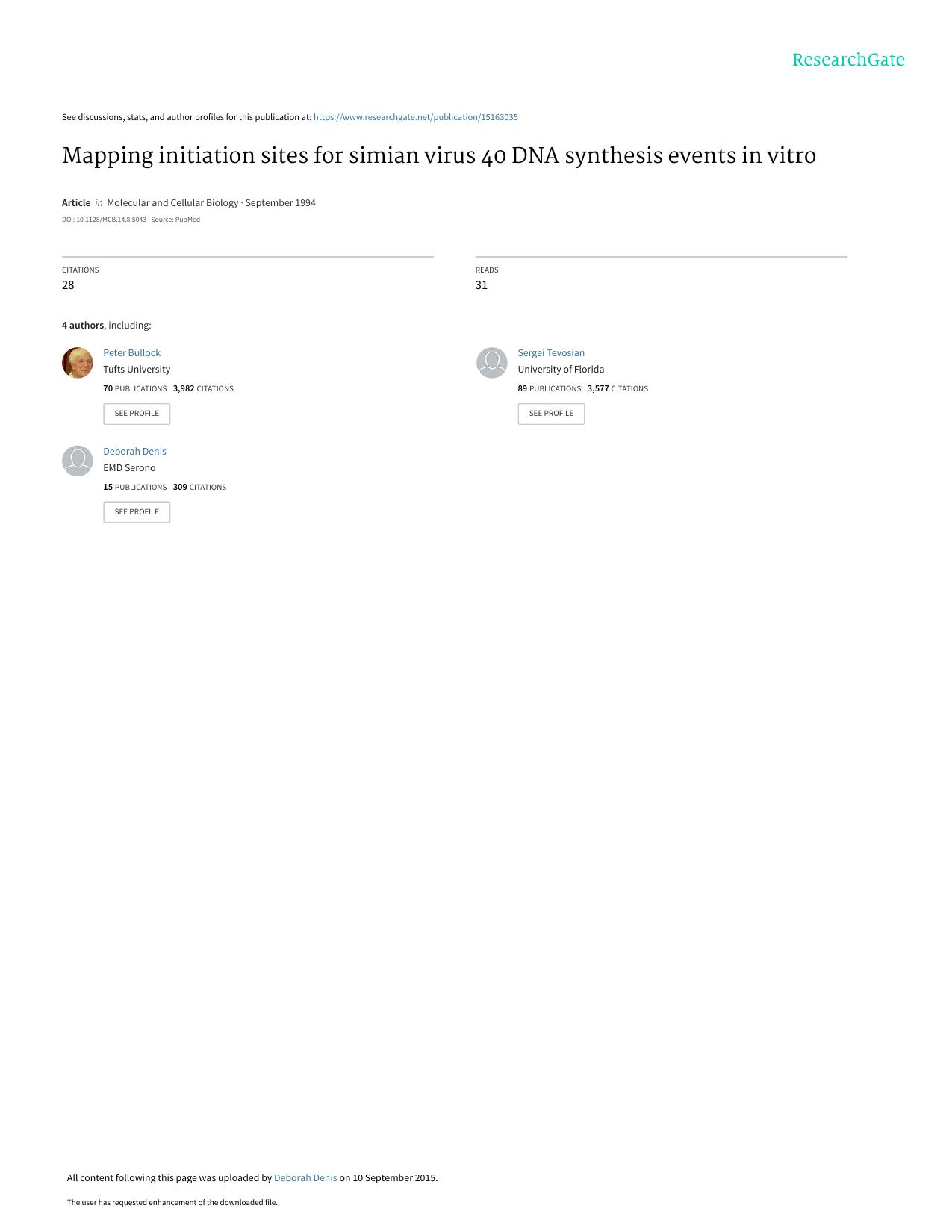 Mapping Initiation Sites for Simian Virus 40 DNA Synthesis Events In Vitro