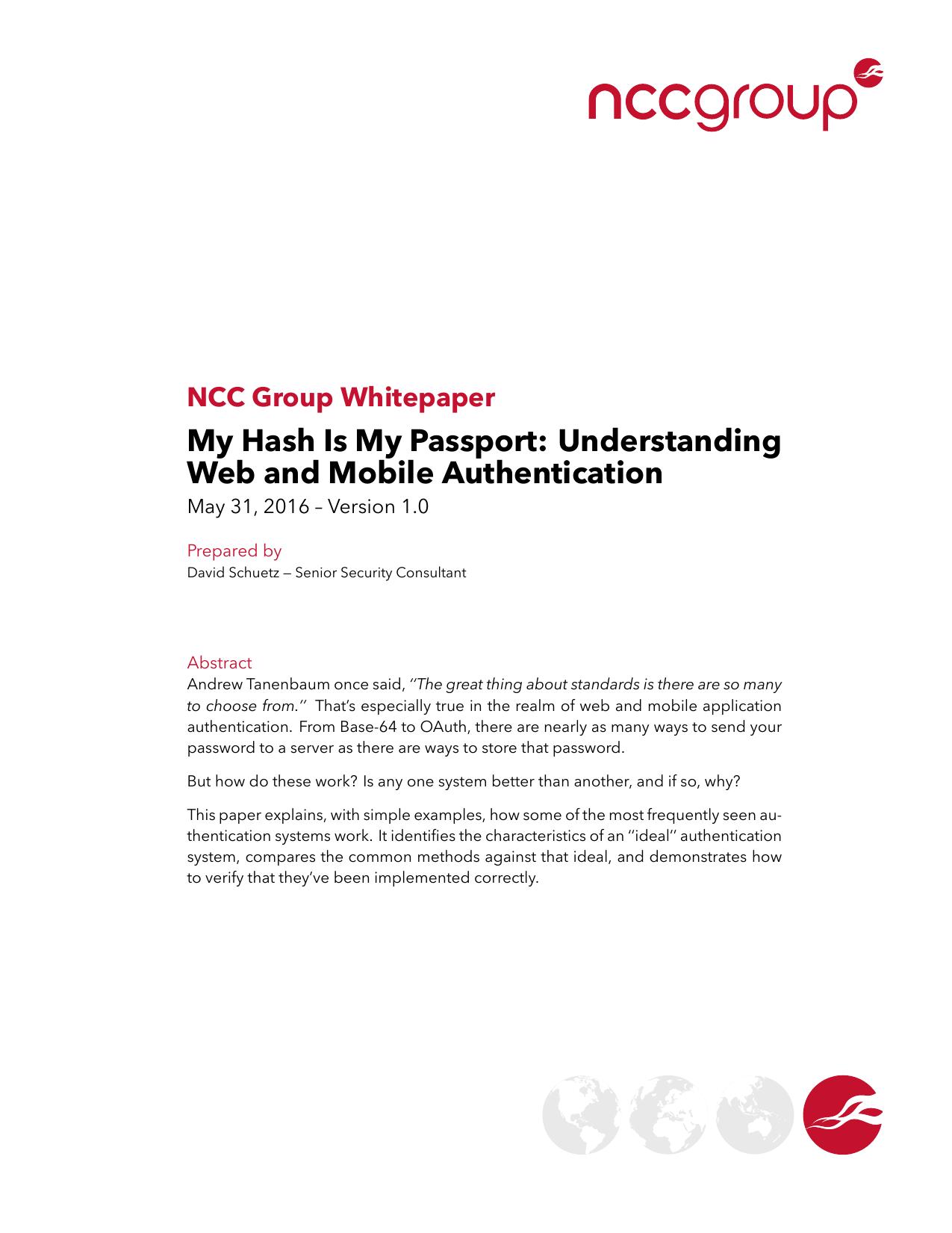 My Hash Is My Passport: Understanding Web and Mobile Authentication