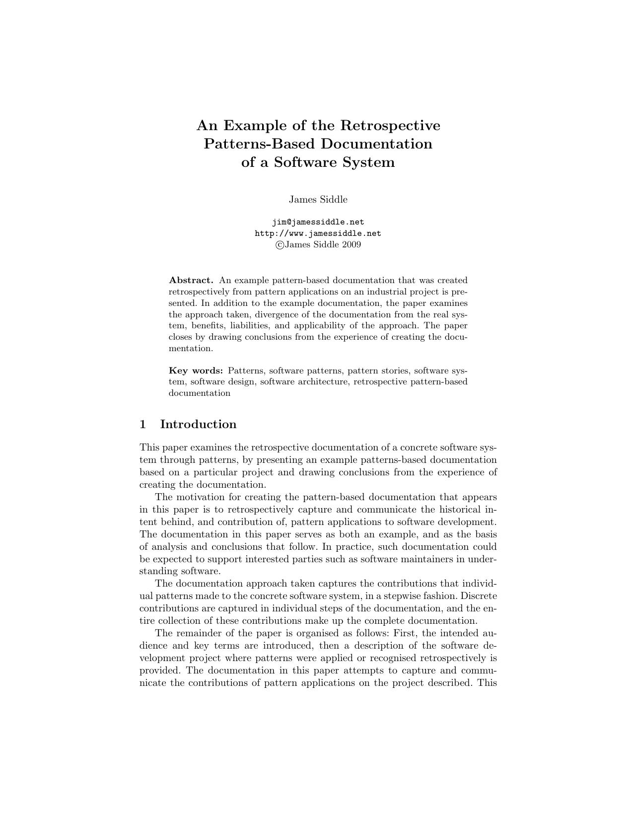 An Example of the Retrospective Patterns-B