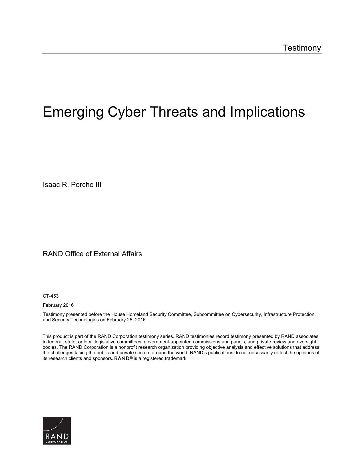 Emerging Cyber Threats and Implications