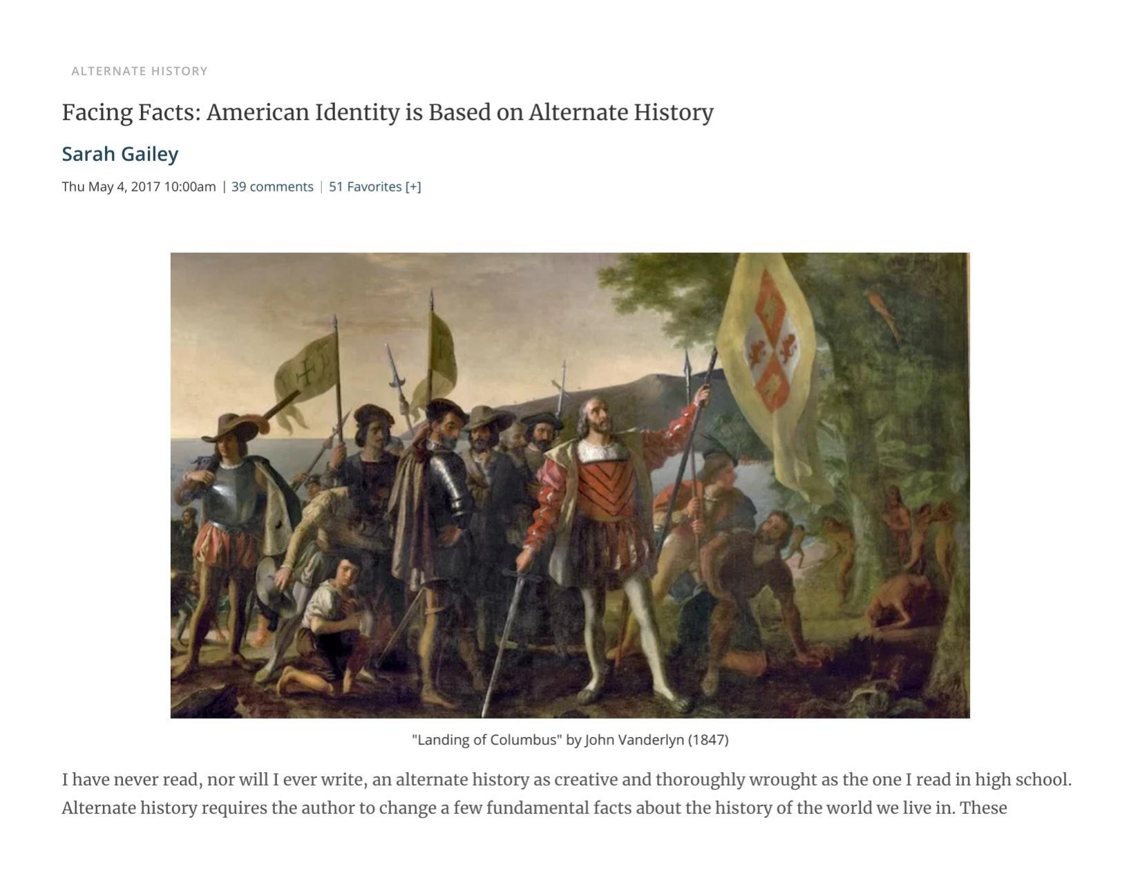 Facing Facts: American Identity is Based on Alternate History