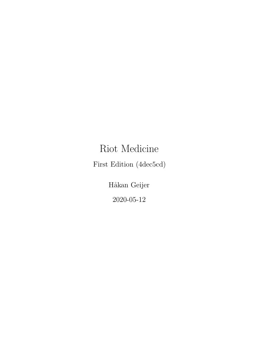 Riot Medicine: first edition