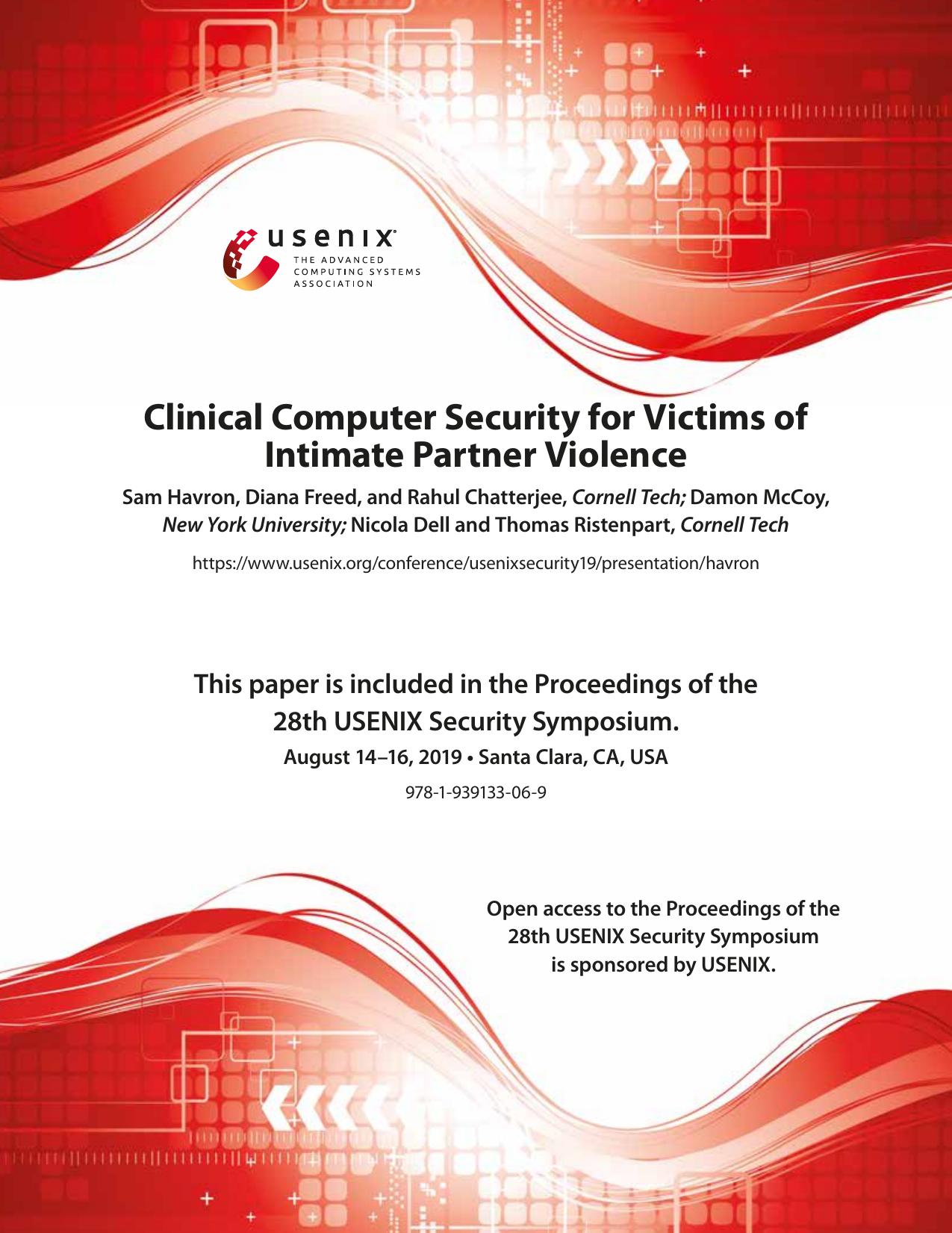 Clinical Computer Security for Victims of Intimate Partner Violence